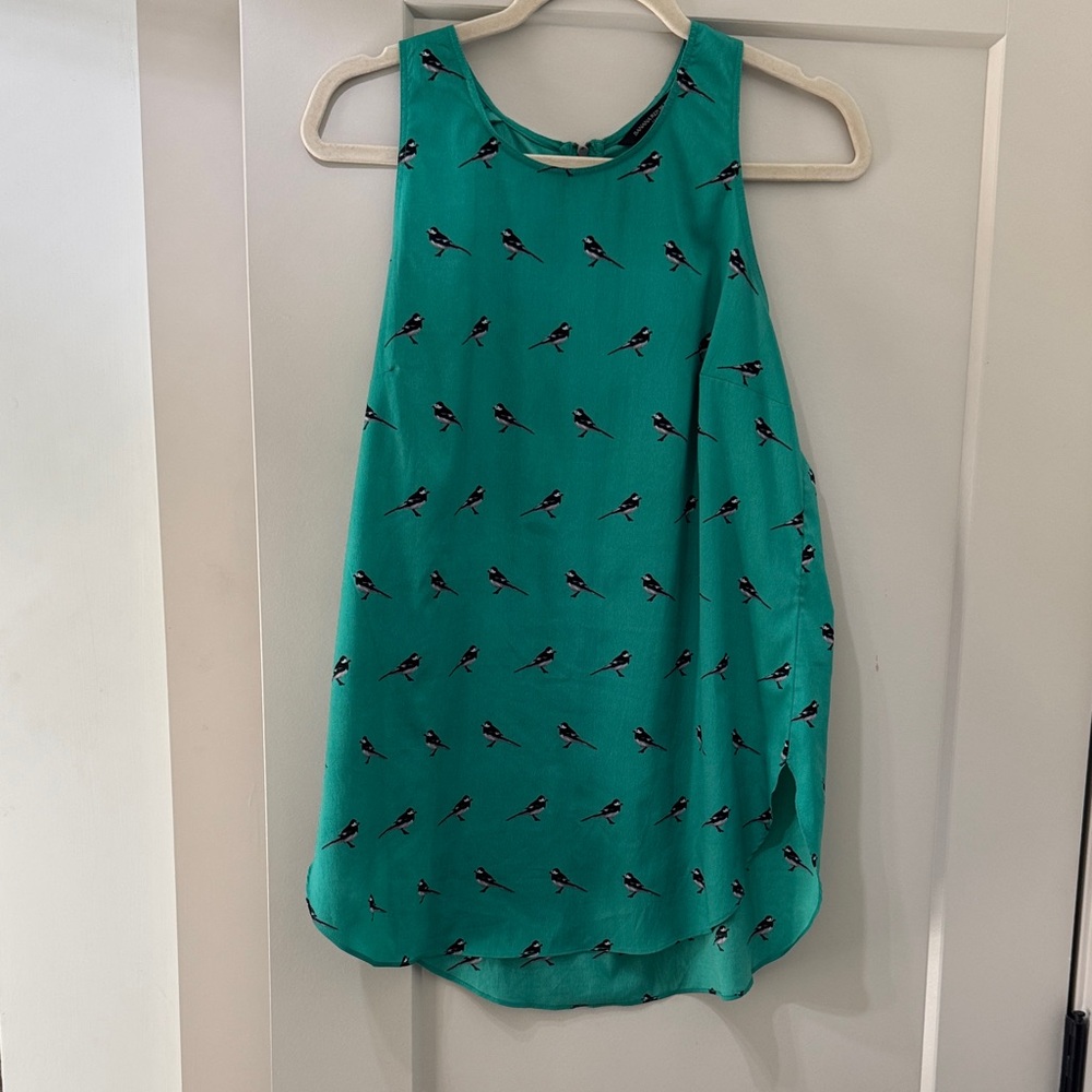 Emerald Bird-Print banana republic tank blouse